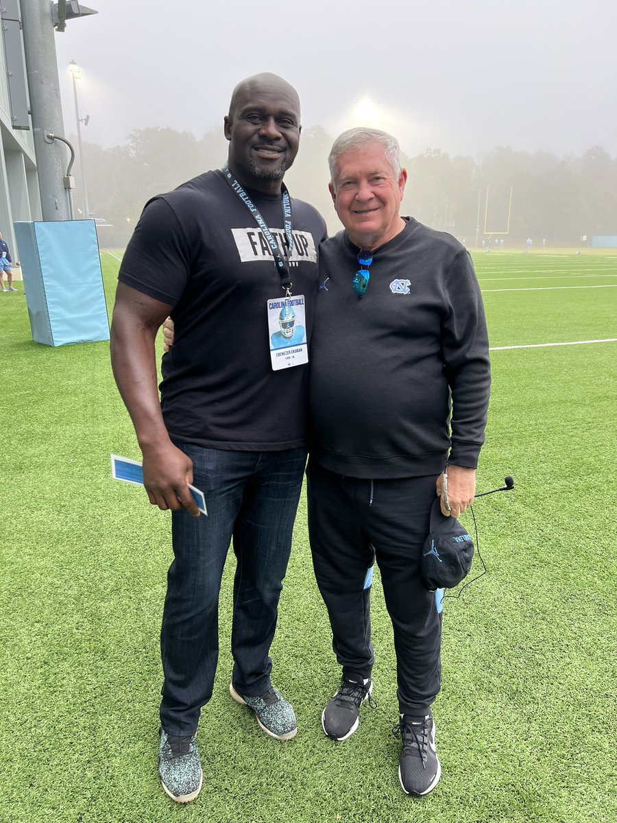 It was awesome having Tar Heel legend Ebenezer Ekuban at practice yesterday. Amazing person and player. Great to see you, my friend.