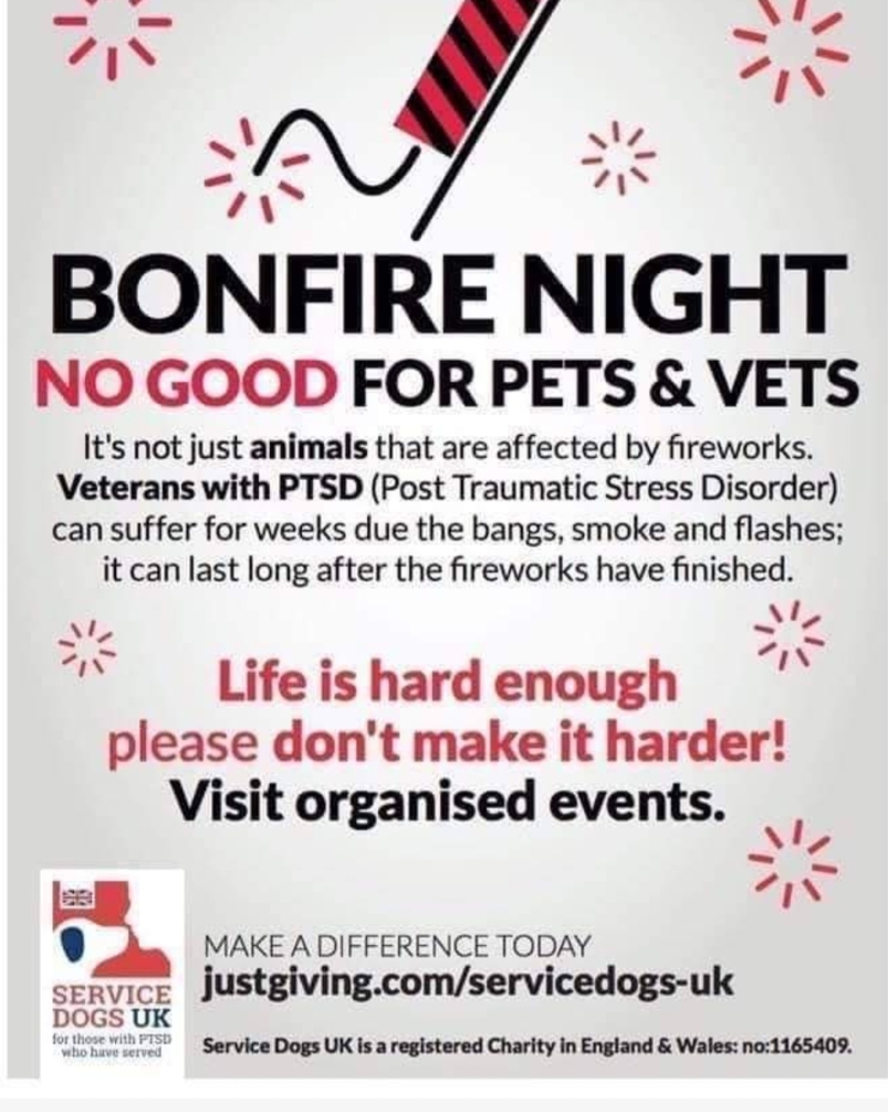 Be mindful of our pets and humans.....

Can PTSD be triggered by fireworks?
“As beautiful as they are, the sounds, smells and shockwaves of fireworks can be triggering for Veterans with Post-Traumatic Stress Disorder or PTSD"
#ptsd #fireworks #pets