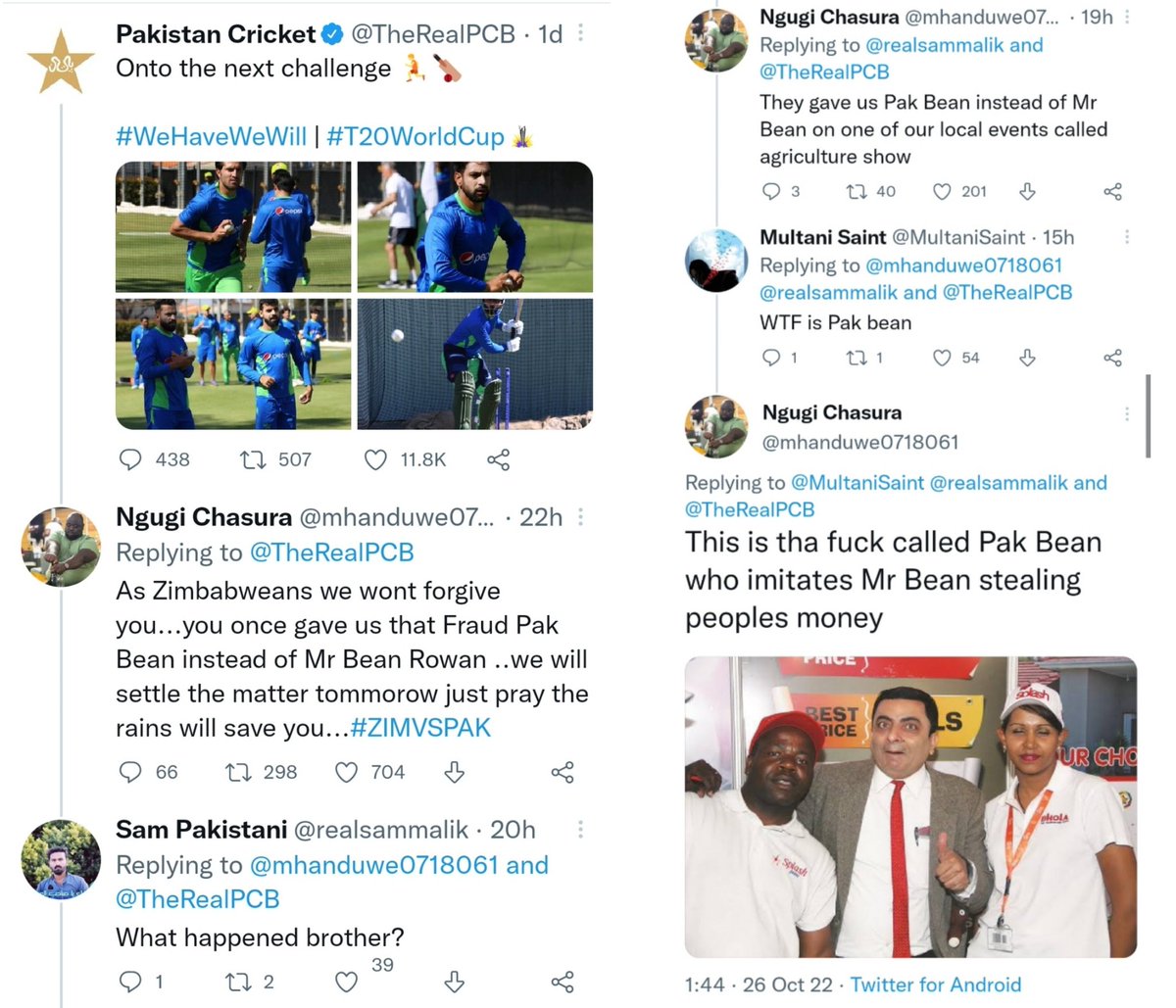 Incognito_qfs's tweet photo. Today's lesson: Never send fraud Pak Mr Bean to Zimbabwe, never... 🤣🤣🤣

#PAKvsZIM https://t.co/EtknU0XnY7