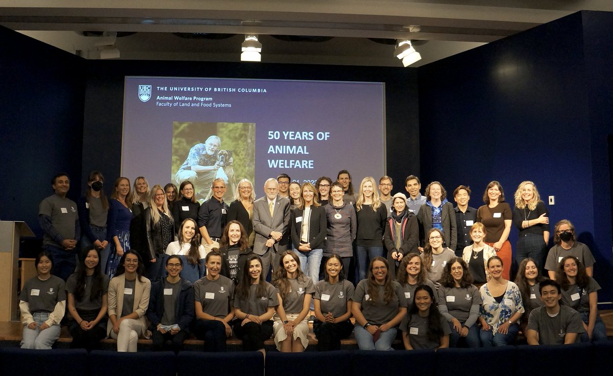 ubcAWP's tweet photo. We had a wonderful turn out of alumni, current students, faculty and community members at David Fraser’s 50 Years of Animal Welfare talk at UBC Robson Square last week! Thank you to all those who attended.  #ubcawp25 https://t.co/x857Y9N9aR