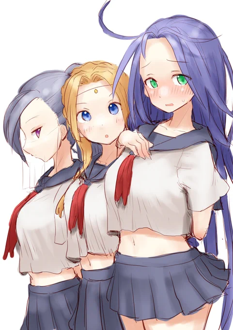 無理やって・・・タナトスさんに着てもらって、ぱっつんぱっつんになって「ちょっと無理があるんじゃないかしら・・・」っていうのをやりたかった。#式姫お絵かき60分一本勝負 