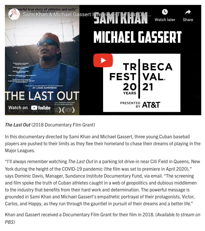 samikhanfilm's tweet photo. This Doctober deeply thankful to @sundanceorg, Dom, @carrielozano, and Kristin for highlighting THE LAST OUT as a DFP-supported hidden gem. Congrats to DFP on 20 Years. Honored to see our film next to one of my favorite docs of all-time NOSTALGIA FOR THE LIGHT #DocFilmProgram20th https://t.co/Co2RBbmlQC
