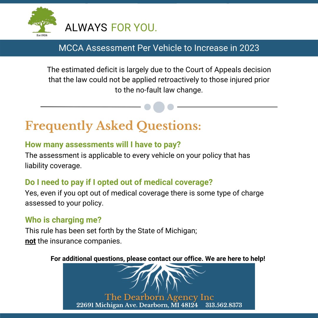 dearborn_agency's tweet photo. Important information regarding your wallet: The Michigan Catastrophic Claims Association (MCCA) is expecting a $3.7 billion deficit in the fund.
Here is how it affects you:
#AlwaysForYou #MCCADeficit #MichiganCatastrophicClaimsAssociationDeficit #MichiganInsurance https://t.co/ywWhDzddHM