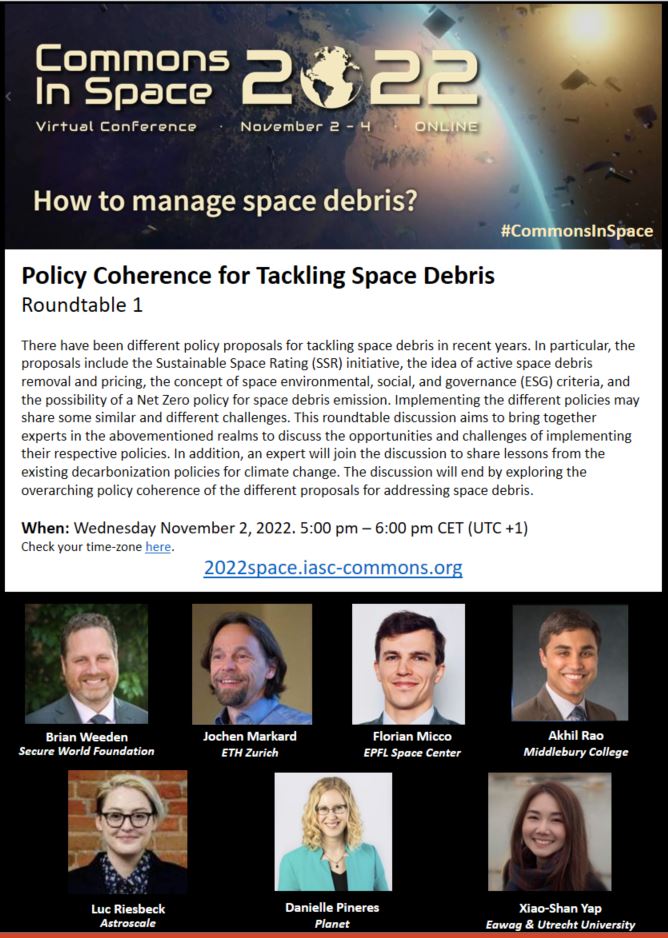 brianweeden's tweet image. Do you hate #spacedebris? Do you like wonky policy discussions? Then you&apos;ll LOVE our session next week at 
 #CommonsInSpace with myself, @JochenMarkard @FlorianMicco
@ThatAkhilRao
@LucRiesbeck
@DaniellePineres
@XSYAP
Register at: 2022space.iasc-commons.org