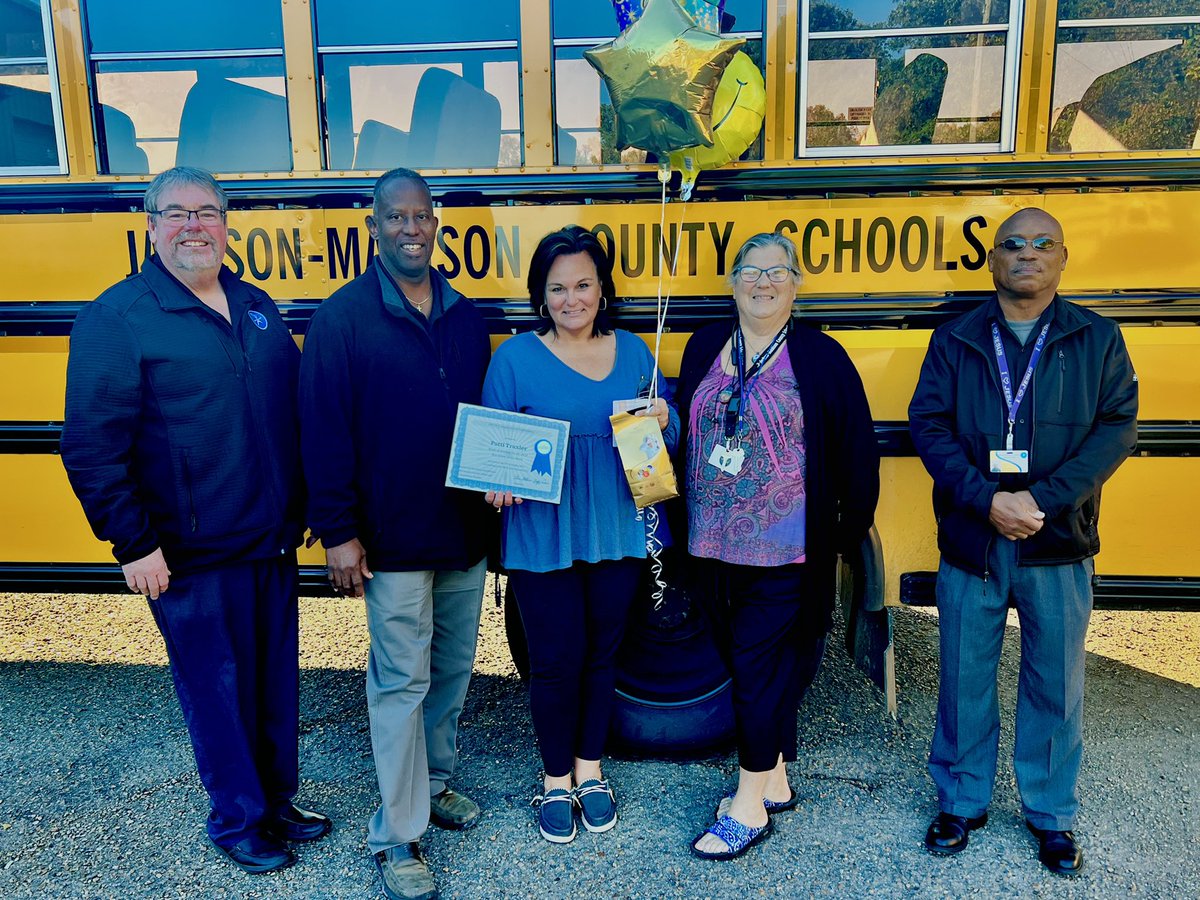 JmcssT's tweet photo. Our Awesome Driver of the week is Patti Traxler. She is recognized for being a shining example of our JMCSS  Transportation Department Core Value of the month, Service. With drivers like Mrs. Traxler, we will win. #Winning https://t.co/hGkfPczRSM