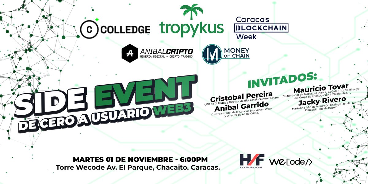 SomosColledge's tweet photo. ¡Nos vemos en Vzla!🇻🇪 No te puedes perder este side event, a propósito del @CCSBlockchainWk.

El 01 de noviembre junto a @cristpereirag y @maurotov y el equipo de @SomosColledge @tropykus @anibalcripto y @moneyonchainES iremos "De Cero a Usuario #Web3"➡️https://t.co/zG9U6r4pxe https://t.co/zoId9JLQoM
