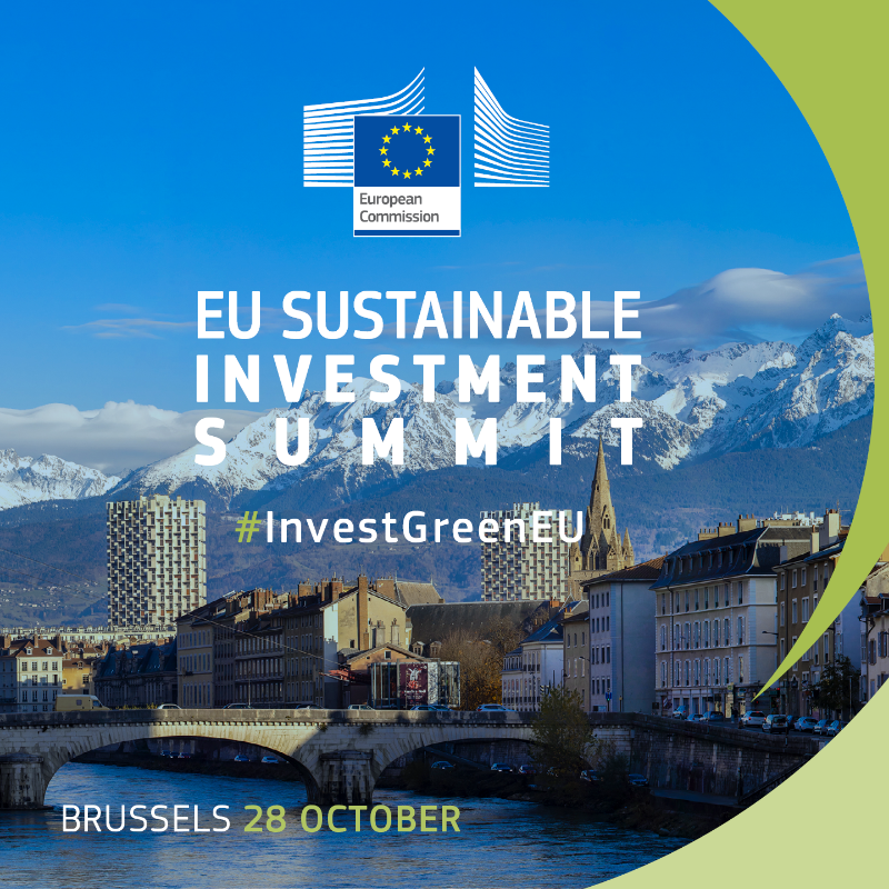 EU_Commission's tweet photo. Building Tomorrow, the second edition of the EU Sustainable Investment Summit, will be an opportunity to show unity in accelerating the transition towards climate neutrality.

🟢 Watch live the conference and be at the forefront of green finance ↓

#EUGreenDeal
