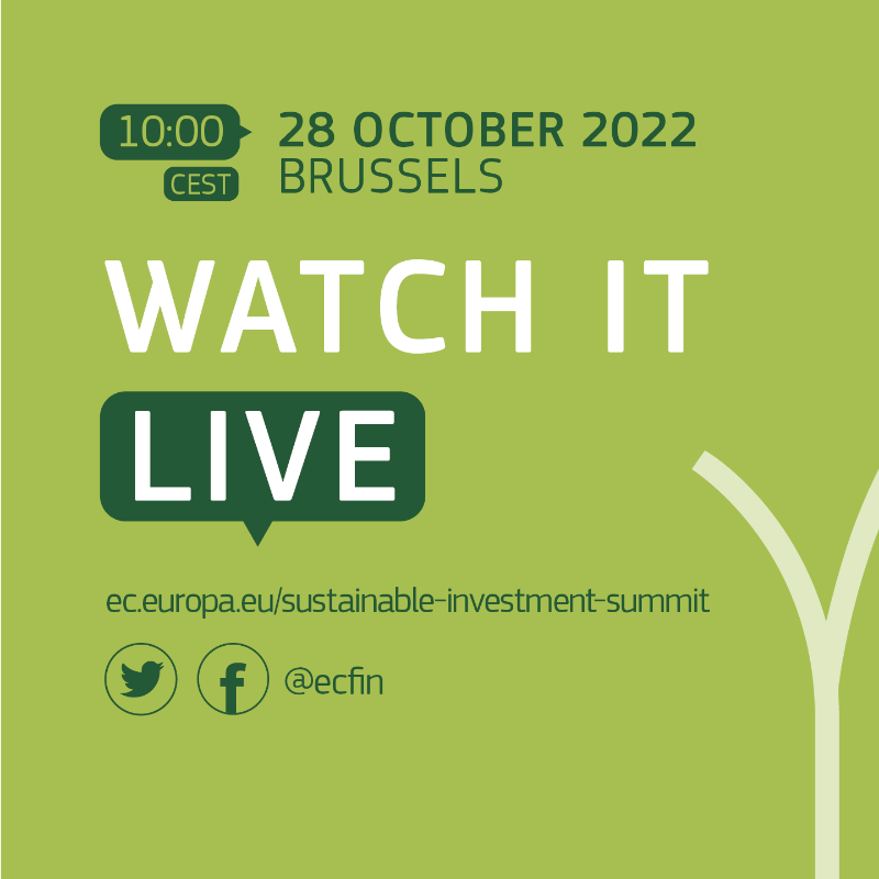 EU_Commission's tweet photo. Building Tomorrow, the second edition of the EU Sustainable Investment Summit, will be an opportunity to show unity in accelerating the transition towards climate neutrality.

🟢 Watch live the conference and be at the forefront of green finance ↓

#EUGreenDeal