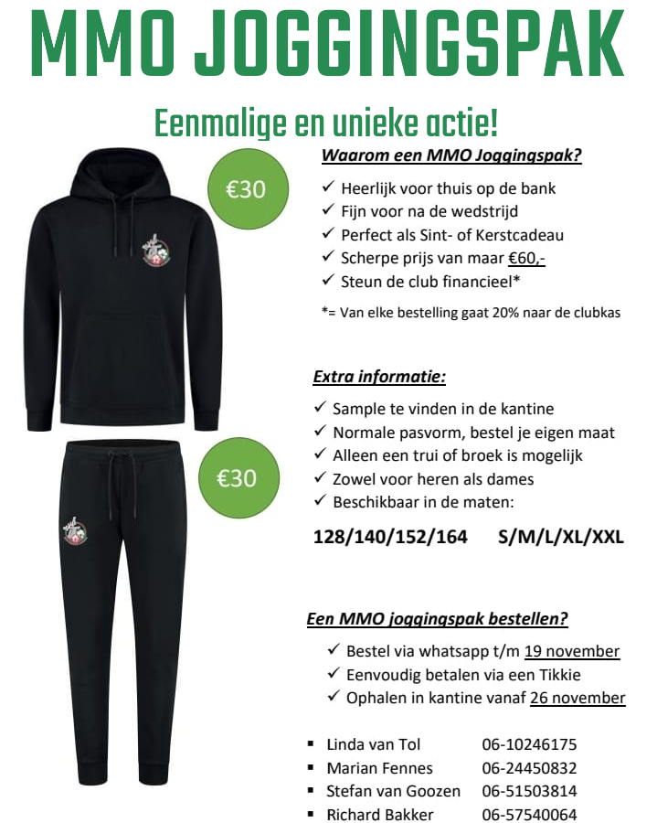 MMOHoogmade's tweet photo. 𝐁𝐞𝐬𝐭𝐞𝐥 𝐧𝐮 𝐡𝐞𝐭 𝐌𝐌𝐎 𝐣𝐨𝐠𝐠𝐢𝐧𝐠𝐬𝐩𝐚𝐤!

Nog op zoek naar het perfecte sint- of kerstcadeau? Bestel dan nu het MMO joggingspak! Dit pak is ideaal voor na de wedstrijd of voor thuis op de bank en met je bestelling steun je ook nog eens de club! https://t.co/kcuM5AcVC3