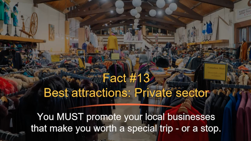 CFHuron's tweet photo. The benefit of tourism is getting them to spend locally. Promote your private sector retailers, says Roger Brooks, who secret-shopped a handful of villages and towns in  #HuronCounty. 
Watch the 4min clip from his three-hour workshop @huronchamber .
https://t.co/hAfoCGCWmt https://t.co/5iDZUNWP6O