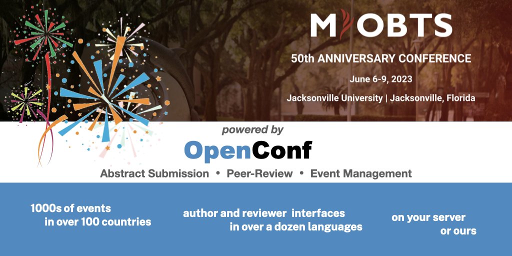 Congratulations @OBTS1 on your 50th MOBTS Anniversary Conference! Submissions are open for the @OpenConf powered Management and Organizational Behavior Teaching Society 2023 Conference mobts.org #MOBTS2023 @JacksonvilleU #Jacksonville #Florida #event #eventprofs