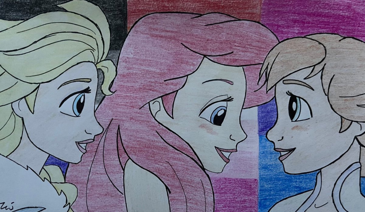 Elsa may not understand Anna's thirst for romance but she'll still attempt matchmaker. Anna's captivated by Ariel &amp; Ariel's so nervous she lost her voice! #disney #fanart #elsa #ace #anna #bi #ariel #lesbian #frozen #littlemermaid #asexualawarenessweek #disneysayace #disneysaygay