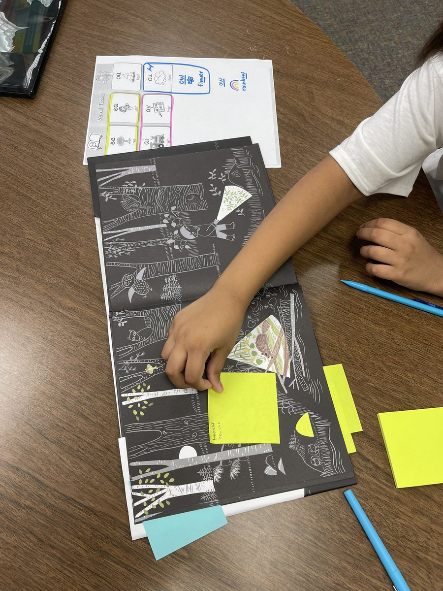 KatieFanning7's tweet photo. Wordless picture books have so many possibilities — this learner worked out which vowel team combination looked right while labeling pages in “Flashlight” by Lizi Boyd https://t.co/Ul4KVWSYm8