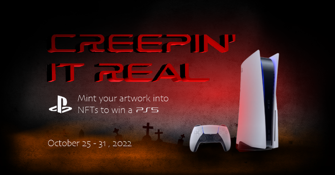 SolTalkline's tweet image. Struggling to get your PS5?🎮 Look no further, as we're GIVING ONE AWAY this Halloween!!🎃 Simply create a festive artwork, mint it into NFT via our Creator Suite, and get your friends to vote for it. We'll reward a PS5 for the best, most-voted artwork! Click link for more👇