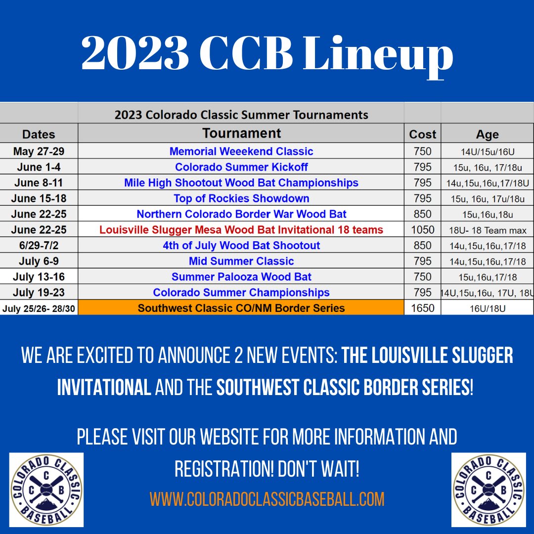 Colorado Classic Baseball Colorado Baseball Tournaments
