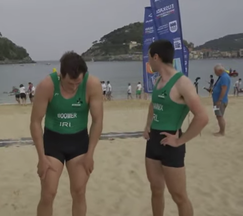 Patrick Boomer and Kealan Mannix take 8th and 7th at the National Men's Solo Endurance final at the European Rowing Coastal and Beach Sprint Championships. Adrian Quiroga of Spain won gold - he also won gold, representing Wicklow at the World event. See: RowReport.ie