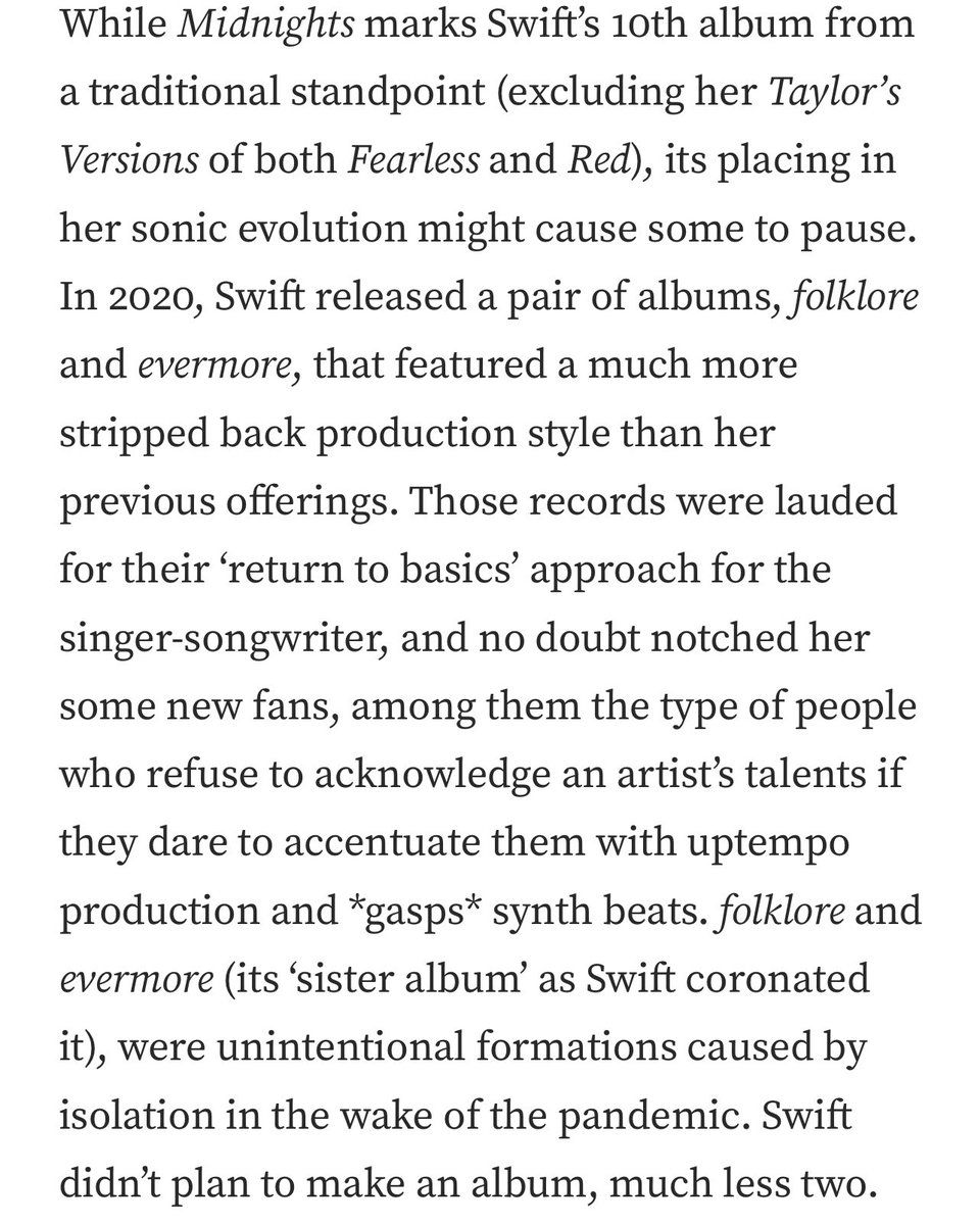 jbridge4th's tweet photo. On #TSmidnighTS being a sonic departure from #folklorealbum and #evermorealbum:

@Medium 🔗: https://t.co/8IYiBhzhpP https://t.co/uJpo3uQrBc