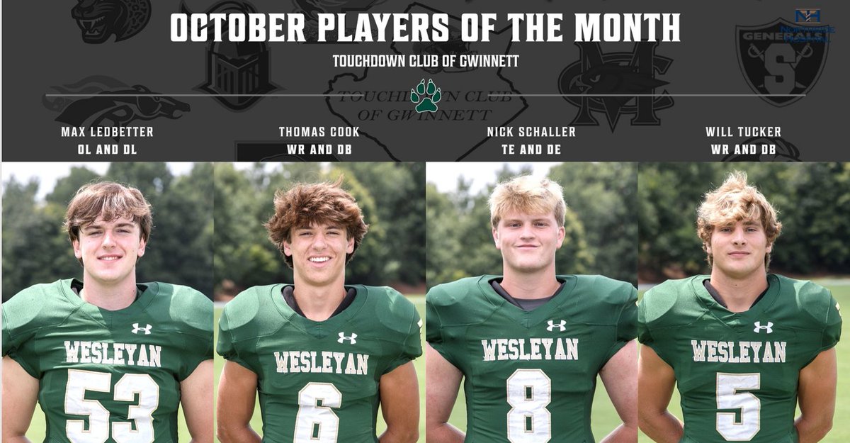 TDClubofGwinnett (@gwinnetttdclub) on Twitter photo Gwinnett TD Club, October Players of the month! Congratulations to these players and their coaches.
<a href="/WesleyanFB97/">Wesleyan Football</a> <a href="/WesleyanWolves/">Wesleyan Wolves</a> <a href="/FranklinPridgen/">Franklin Pridgen</a> <a href="/willhammock/">Will Hammock</a> <a href="/GDPsports/">Gwinnett Daily Post</a> Gwinnett TD Club, October Players of the month! Congratulations to these players and their coaches.
<a href="/WesleyanFB97/">Wesleyan Football</a> <a href="/WesleyanWolves/">Wesleyan Wolves</a> <a href="/FranklinPridgen/">Franklin Pridgen</a> <a href="/willhammock/">Will Hammock</a> <a href="/GDPsports/">Gwinnett Daily Post</a>