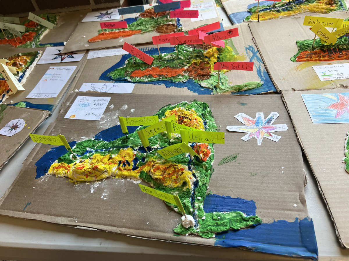 romecsd's tweet photo. Denti 4th grade NYS geography salt map projects on display! #handsonlearning #creatingsuccessfulfutures https://t.co/Duqhe8lPsR