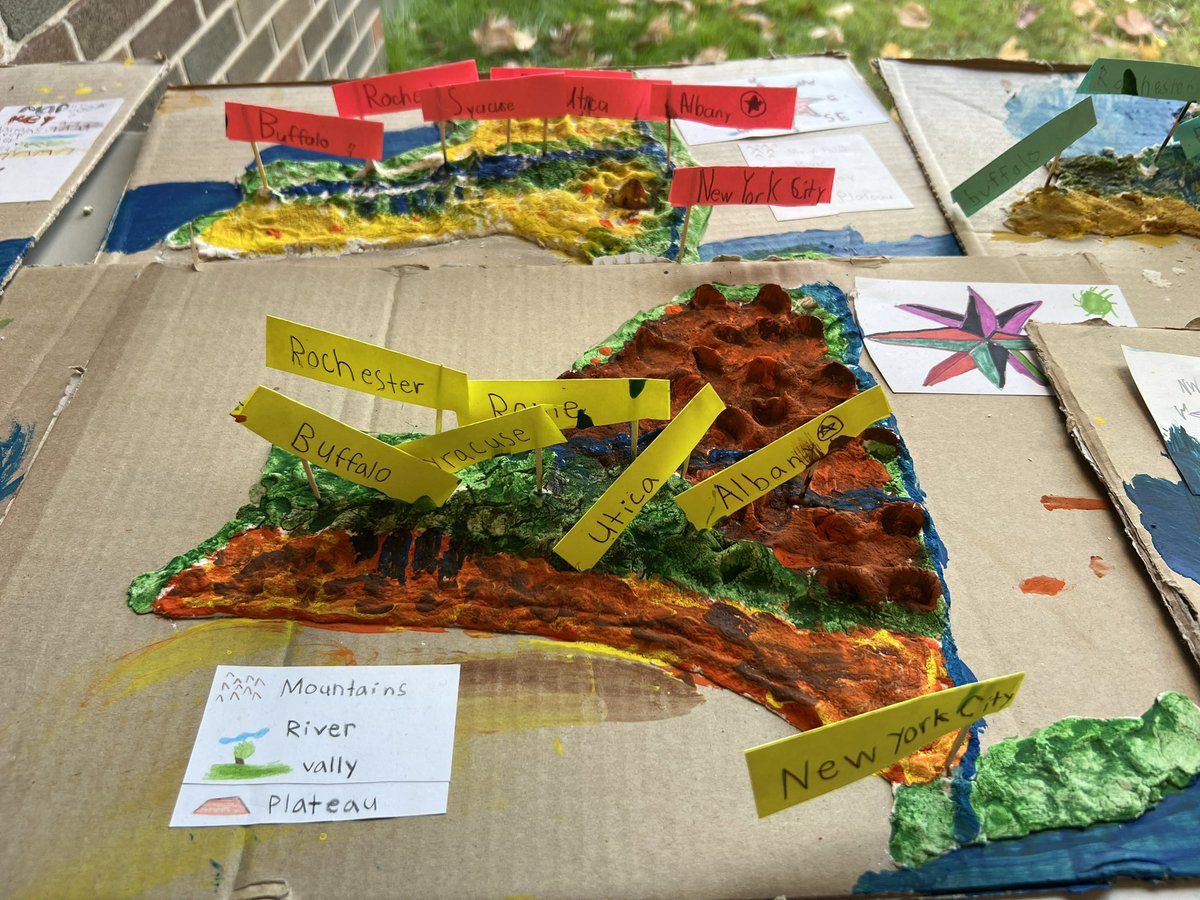 romecsd's tweet photo. Denti 4th grade NYS geography salt map projects on display! #handsonlearning #creatingsuccessfulfutures https://t.co/Duqhe8lPsR