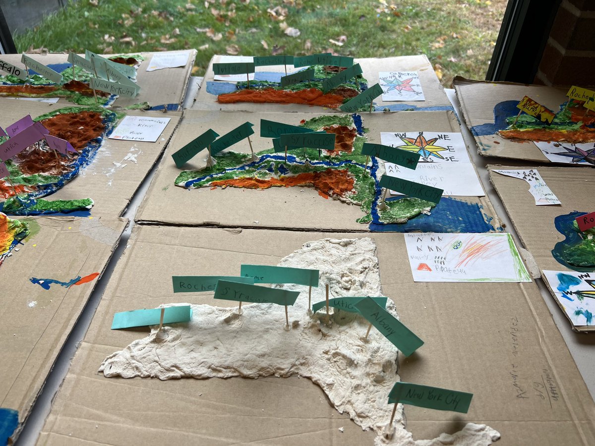 romecsd's tweet photo. Denti 4th grade NYS geography salt map projects on display! #handsonlearning #creatingsuccessfulfutures https://t.co/Duqhe8lPsR