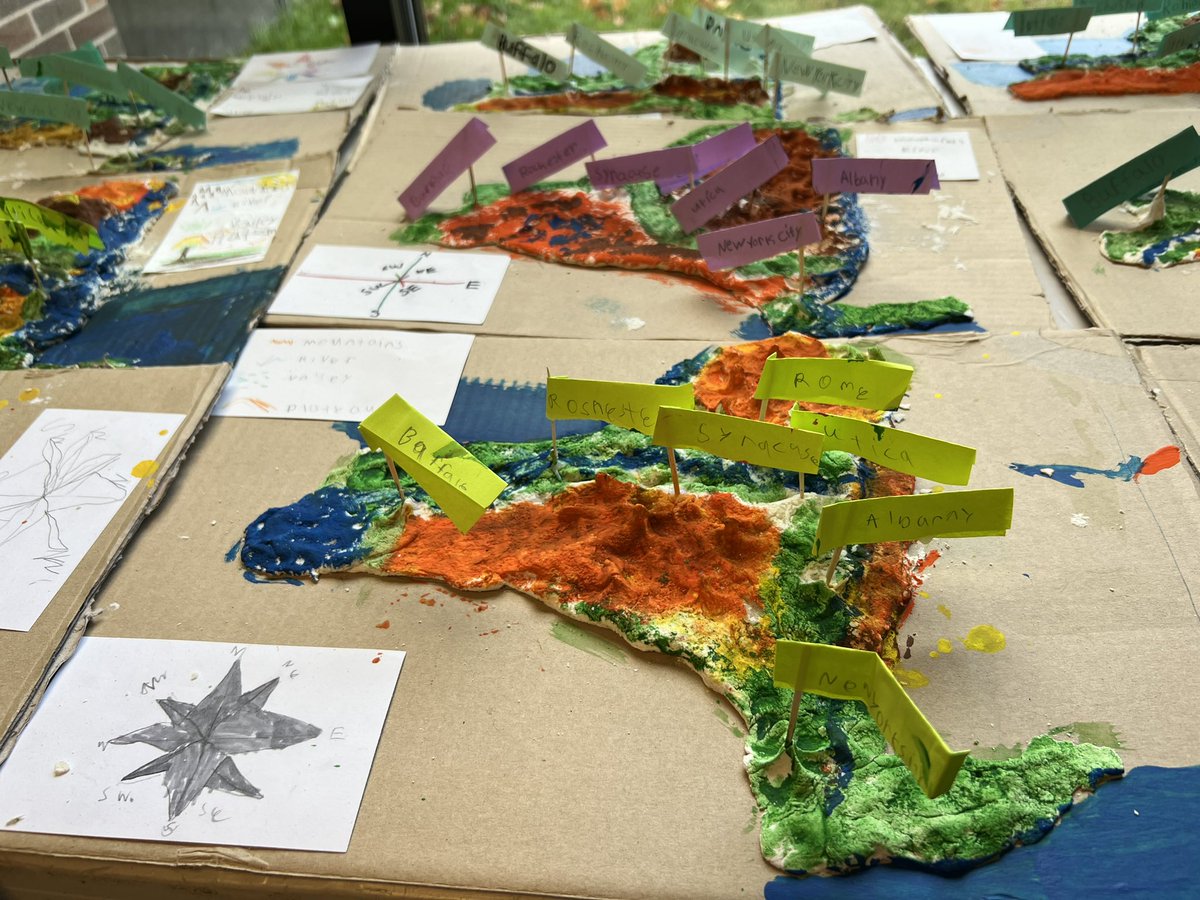 romecsd's tweet photo. Denti 4th grade NYS geography salt map projects on display! #handsonlearning #creatingsuccessfulfutures https://t.co/Duqhe8lPsR