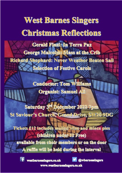 Join us for our Christmas concert on 3rd December. We would love to see you there!