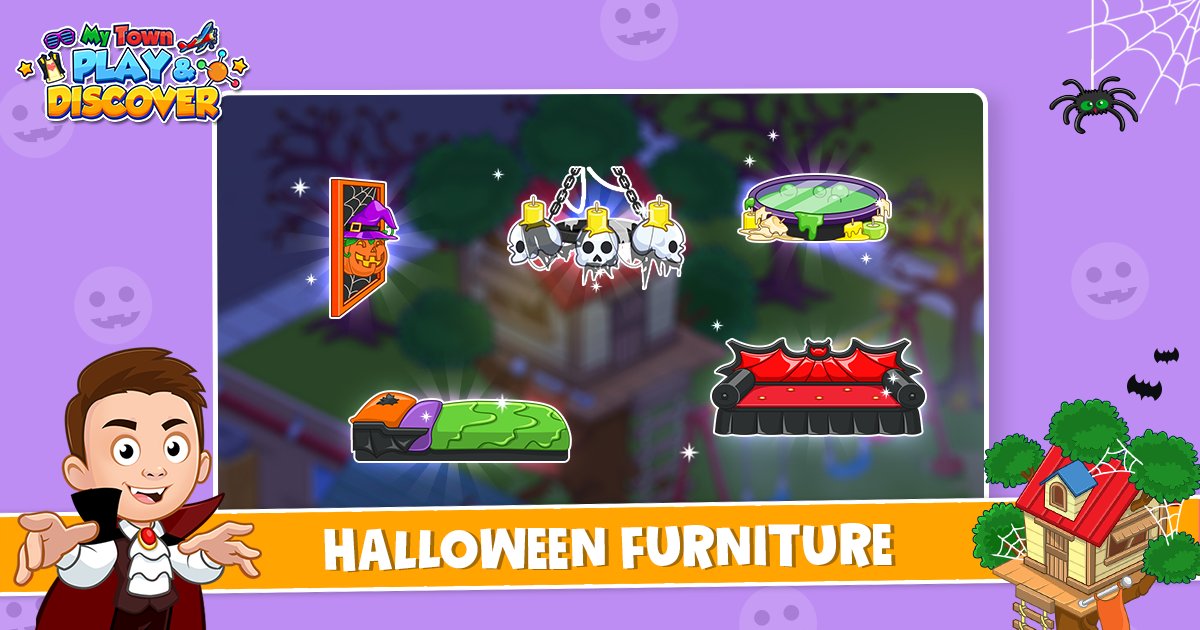 MyTownGames's tweet photo. Can't wait for #Halloween Eve🎃? Today, create something spooky 👻! Turn your TREEHOUSE into a creepy hangout spot with our Halloween-themed furniture. 
.
.
.
Download the Special update now👉 https://t.co/Vh0Qud18Pa

#mytowngames #kidsdiscovery #kids #playanddiscover #spookyszn https://t.co/QdHfsQiDCt