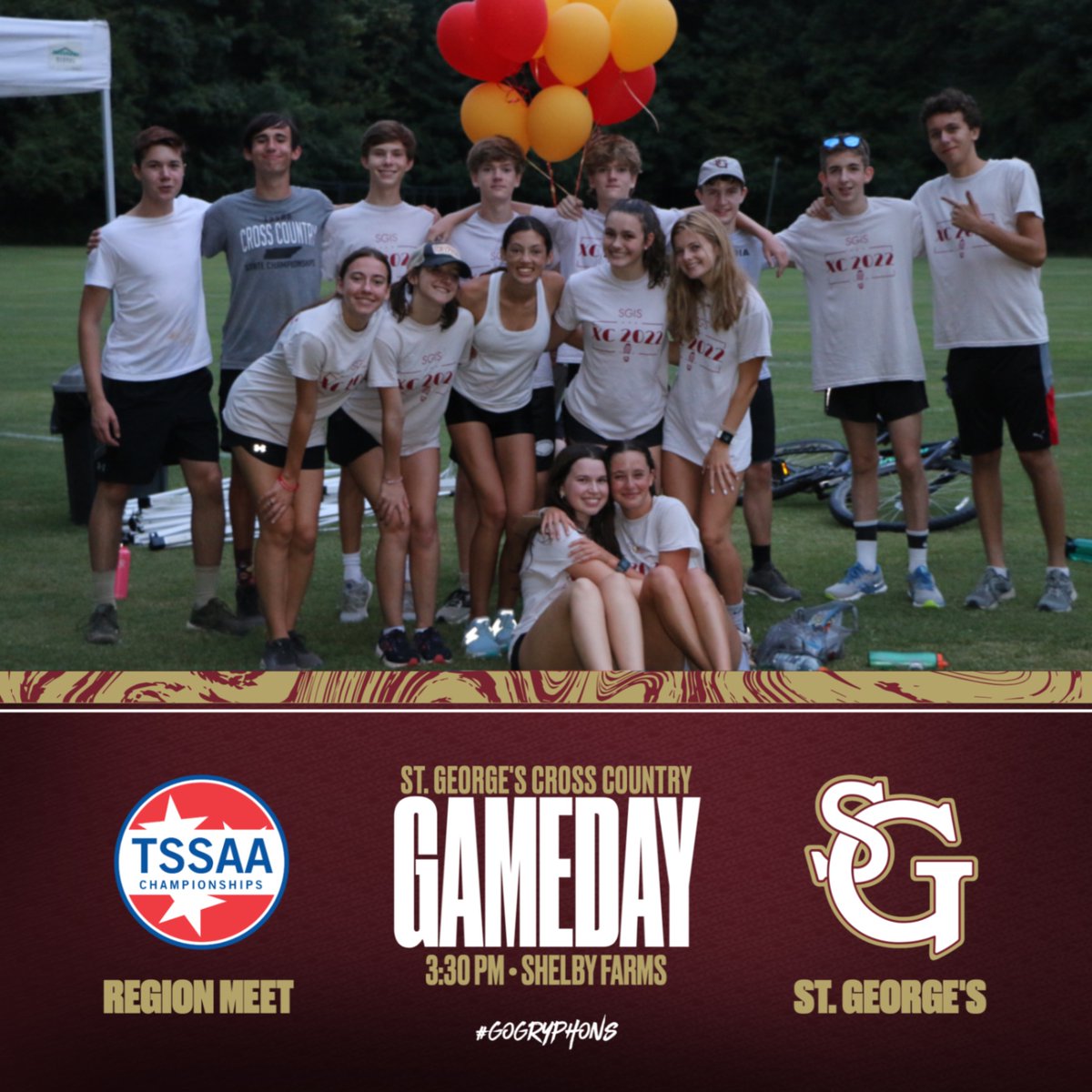 🚨Gameday🚨

Girls and Boys Cross Country compete in the region meet this afternoon at Shelby Farms!

Should be a beautiful day on the trails - get out and support our runners!

#GoGryphons