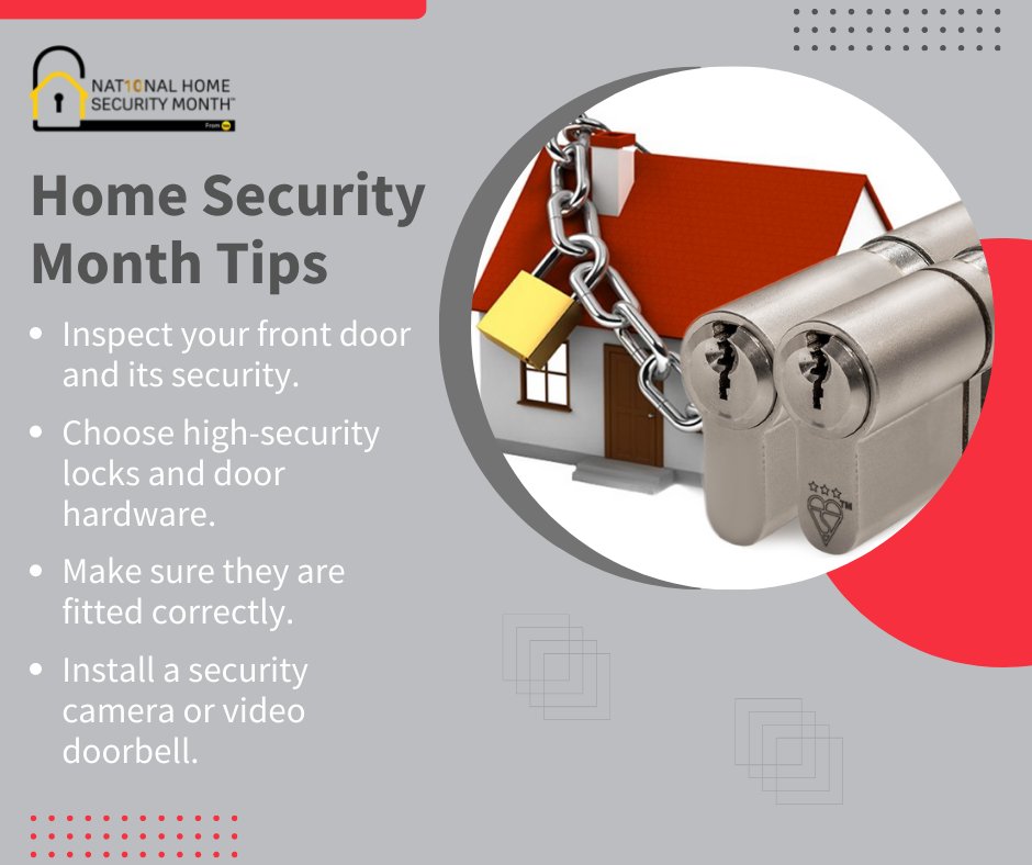 Keyprint_'s tweet image. More security tips for Home Security Month 2022:
 
Want to keep your home safe? Always use high-quality locks and have them professionally installed

#HomeSecurityMonth #NHSM2022