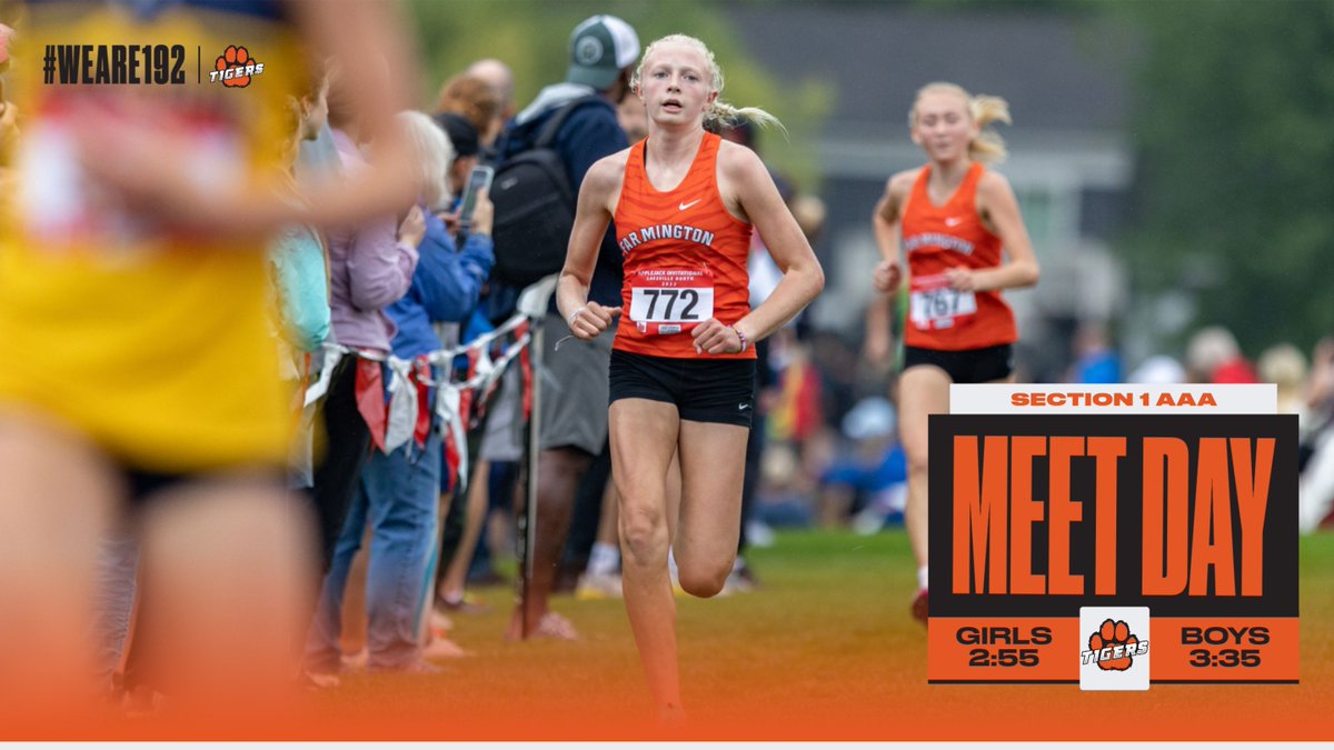 It's Section 1 AAA Cross Country Meet Day! Wishing you luck today, @FarmingtonHS_XC! 📍 Brooktree Golf Course, Owatonna 📊 bit.ly/3SGBWk7 ⌚️ 2:55 pm, Girls; 3:35 pm, Boys Good luck, #Tigers! #WeAre192