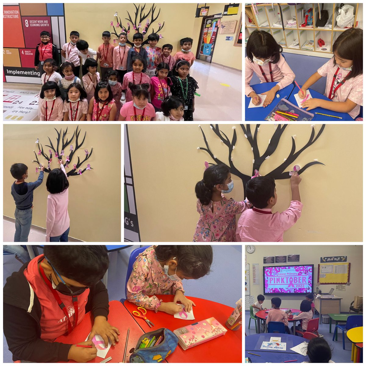 “When fear knocks, let faith answer the door” Robin Roberts. Grade 1 C dressed in pink, acknowledging and spreading the awareness about breast cancer #Pinktober@NMS <a href="/Susanna_Porob/">Susanna Porob</a> <a href="/PayalMi43277867/">Payal Mittal</a> <a href="/NMSLowerPrimary/">Gen_Alpha@NMS</a> <a href="/Fatima_Martin/">Fatima Martin</a>