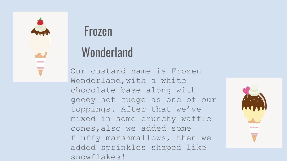 And the winners are…
“Snow Day” and “Frozen Wonderland” (descriptions in photos)! Thanks to <a href="/BigDeal_Burgers/">Big Deal Burgers</a> for being great partners! Stay tuned to hear when you can try these flavors! #WAWMproud #TeamEnterprise <a href="/WAWMFranklin/">Franklin Elementary</a> <a href="/schaefer_kory/">Kory Schaefer</a> @AielloMrs
