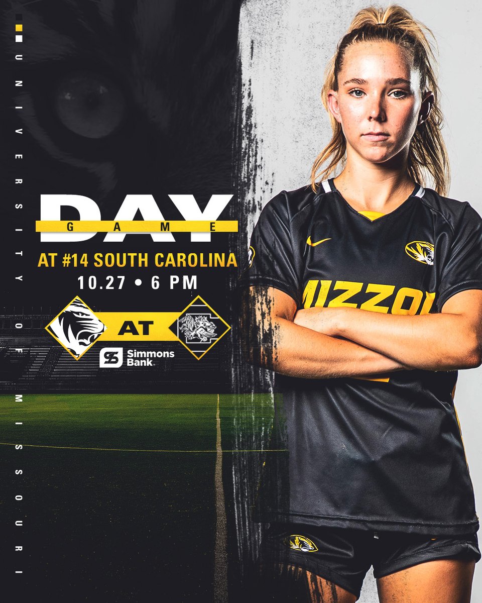 MizzouSoccer's tweet photo. Columbia 🛫 Columbia. 

It's Game Day❗️

🆚No. 14 South Carolina
📍Columbia, S.C.
🏟️Eugene E Stone III Stadium
🕕6 p.m. CT
📺https://t.co/1iHFJCIq6f
📊https://t.co/GVsMwA2qVH

#MIZ🐯 #TakeTheStairs⚽️ https://t.co/2YzEU3ewwm