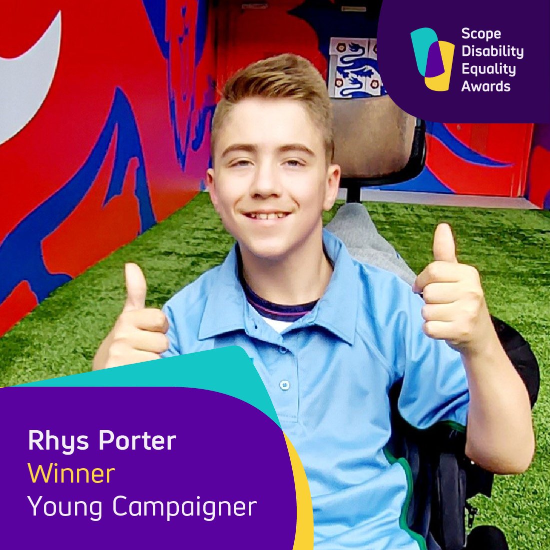 🏆 Rhys Porter has won our Young Campaigner award! Determined to overcome online trolls, @RhysPorter__ raised over £20,000 in support of disabled people and their families. Rhys’ work to challenge attitudes is outstanding. He demonstrates the power of young campaigners 🙌