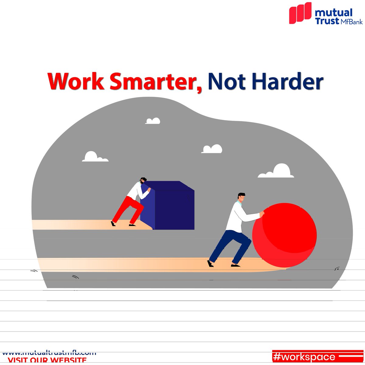 Working smarter, not harder

 Find ways to use your energy and time at work more efficiently

It can help you complete tasks more quickly.

#mutualtrustmfbank #worksmarternotharder