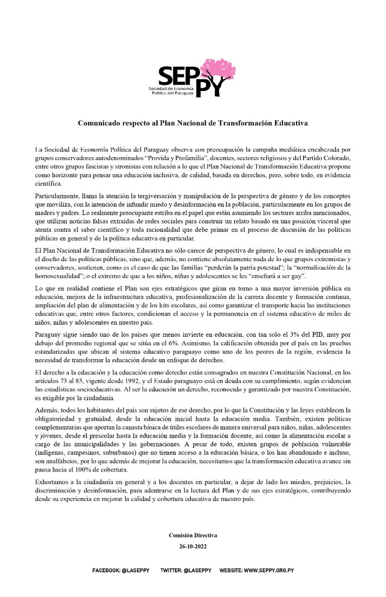 Sociedad de Economía Política del Paraguay tweet media