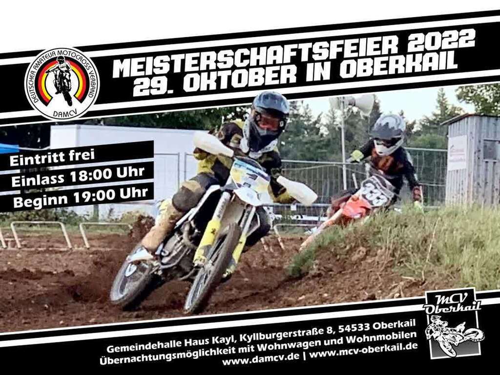damcv_de's tweet photo. DAMCV-Meisterschaftsfeier 2022 am 29.10.2022 in Oberkail

Nach zweijähriger coronabedingter Pause findet in diesem Jahr wieder eine DAMCV-Meisterschaftsfeier im gewohnten Ablauf in Oberkail, organisiert durch den MCV Oberkail e.V., statt. 

Aus der Renns… https://t.co/6uozhSfyFm https://t.co/DsqUbhv3x5