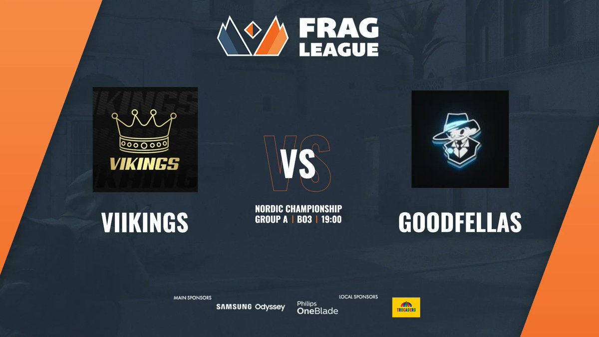 It's time to get ready for tonights Group A showdown in the Nordic CSGO Championship! 🔥 

🇫🇮 <a href="/vikings_sport/">Vikings Esport</a> 🆚 🇸🇪 @Goodfellas_gg 
🔴 Live 19:00 
📺 twitch.tv/fragleague

#Fragleague