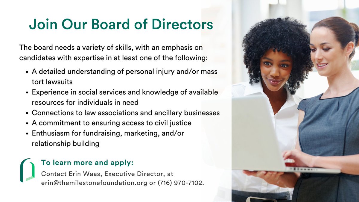 Do you want to help lead a one-of-a-kind civil justice nonprofit? We are seeking volunteer leaders to join our dynamic board of directors. Contribute your voice, leadership &amp; experience and be part of the movement to provide ethical, low-cost funding to plaintiffs in need.