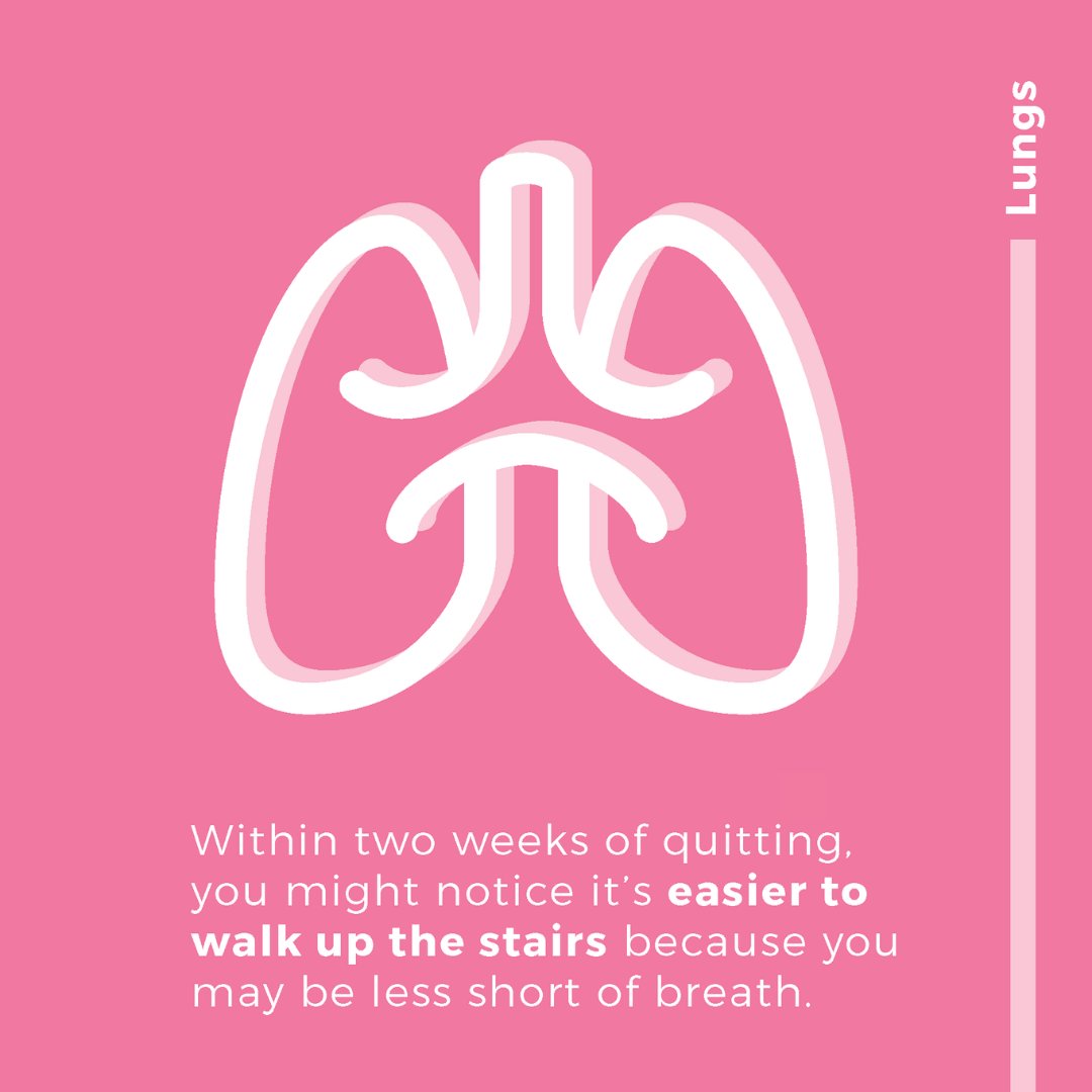 SmokefreeUs's tweet photo. Just weeks after quitting, #ExSmokers' lung function begins to improve. And the longer they are smokefree the more their risk of lung cancer goes down. Stay #Smokefree to reduce risk now, and later. Learn more about the health benefits of quitting: https://t.co/TmOrsjbq15 https://t.co/JTU4FL70uQ