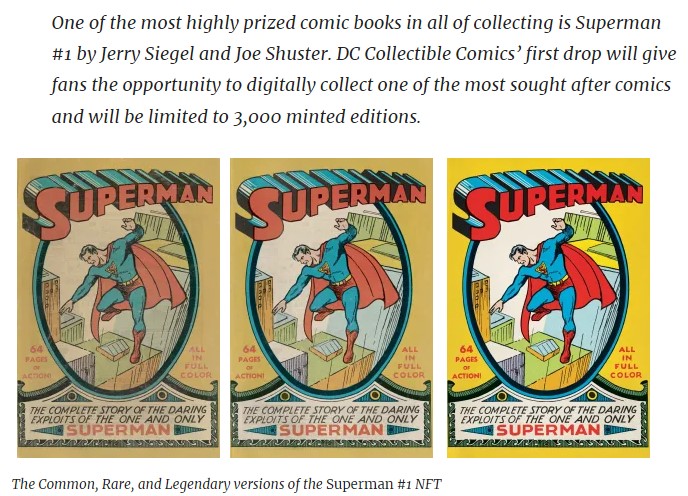 It's happening - #DC is entering the world of #NFT #comics. It's inaugural drop is the ultimate of icons - #Superman (1939) #1, dropping today at 12EST. Will you be picking up a digital copy? What effect will DC have on other comic NFTs? <a href="/DCNFTOfficial/">DCNFTOfficial</a>