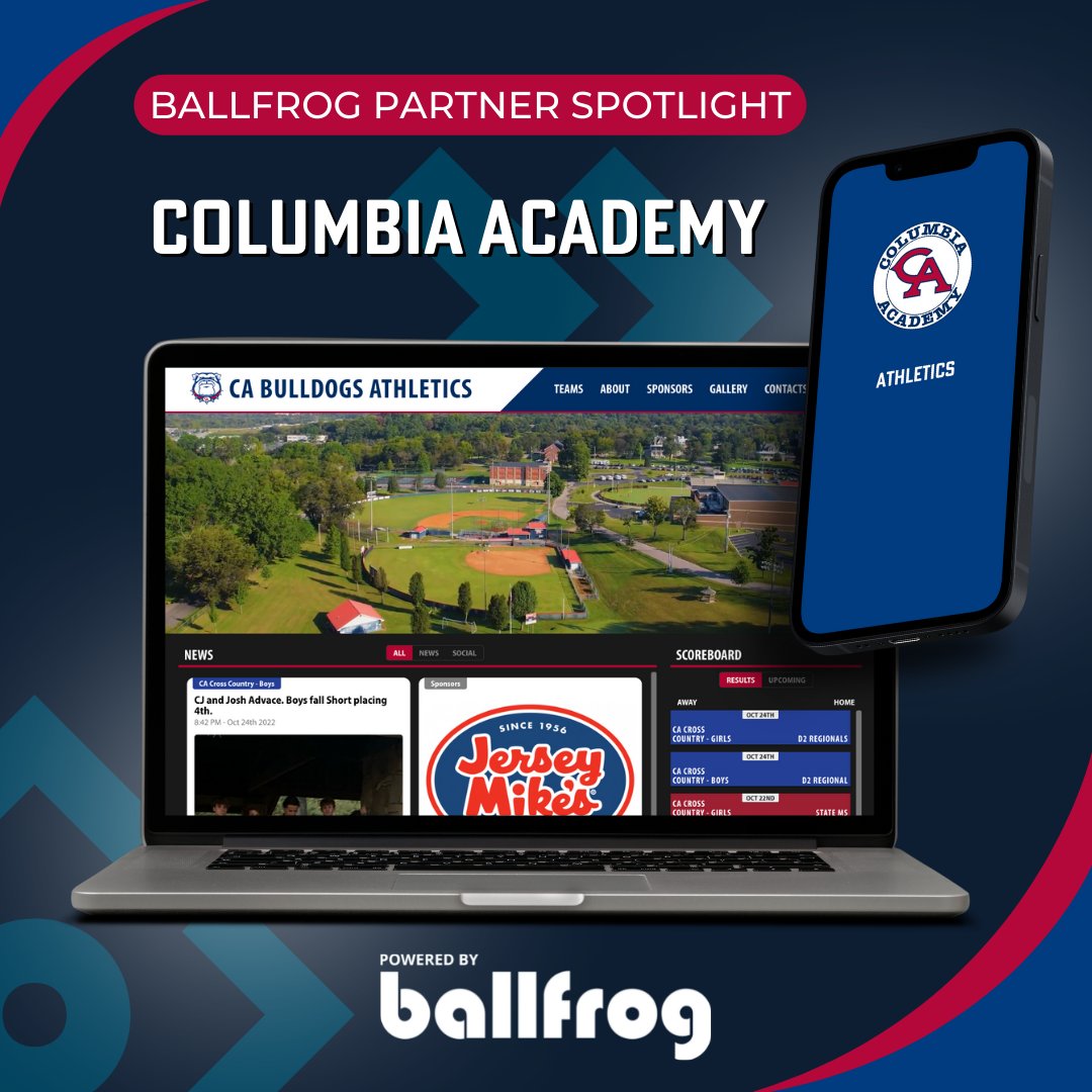 BallFrogApps's tweet photo. Ballfrog is a proud partner of Columbia Academy here in TN!  @CAAthletics79 #Bulldogs  #highschoolsports  - Let's talk about taking your athletic program to the next level https://t.co/nKXwCZxA1Z! https://t.co/dIvDSj2i4a