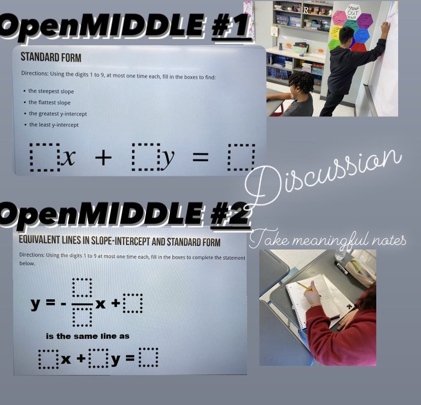 Ryan_A316's tweet photo. We explored Linear Equations using @openmiddle in Algebra and Pre-Algebra - along with @desmosclassroom @edpuzzle w/@mashupmath and @BigIdeasMath! 💛 our resources! @thorne_ms @MrsSmithTMS https://t.co/dNUhPRIhB1