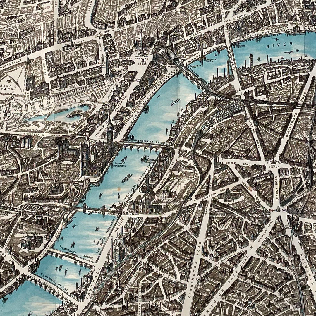 Oldimprints's tweet photo. A bird's eye view of London from the early 20th century. https://t.co/wrxl1iBF2d