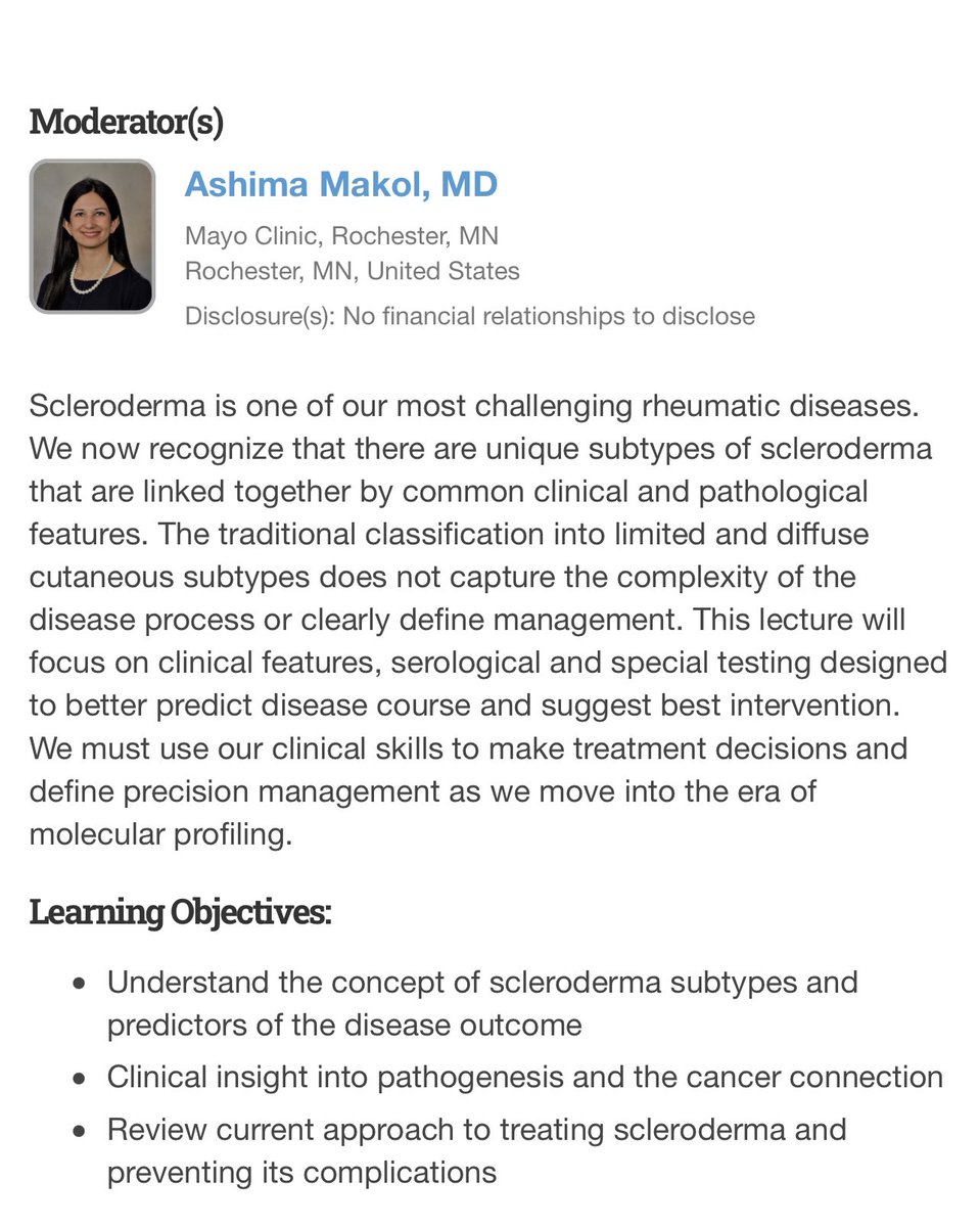 Ashima Makol MD (@ashimamakol) on Twitter photo With Molecular profiling, 2 FDA approved Tx & 💪pipeline of Novel 💊we’ve come a LONG way..
Excited & Honored to moderate this years Philip S. Hench,MD,Memorial Lecture <a href="/ACRheum/">American College of Rheumatology</a>!
✨#SCLERODERMA 2022:Moving to Precision Management✨by Dr. Fredrick Wigley
#ACR22 #ACRambassador With Molecular profiling, 2 FDA approved Tx & 💪pipeline of Novel 💊we’ve come a LONG way..
Excited & Honored to moderate this years Philip S. Hench,MD,Memorial Lecture <a href="/ACRheum/">American College of Rheumatology</a>!
✨#SCLERODERMA 2022:Moving to Precision Management✨by Dr. Fredrick Wigley
#ACR22 #ACRambassador