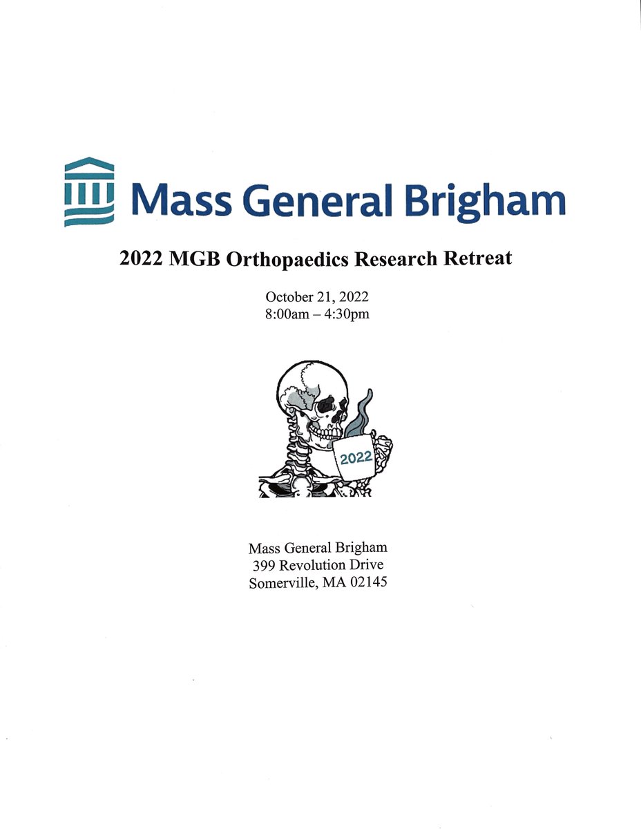 MGB Combined Orthopaedic Research Retreat 2022. Great insight into the basic science and clinical research being conducted at MGH and BWH. Thank you to the presenters and organizers.