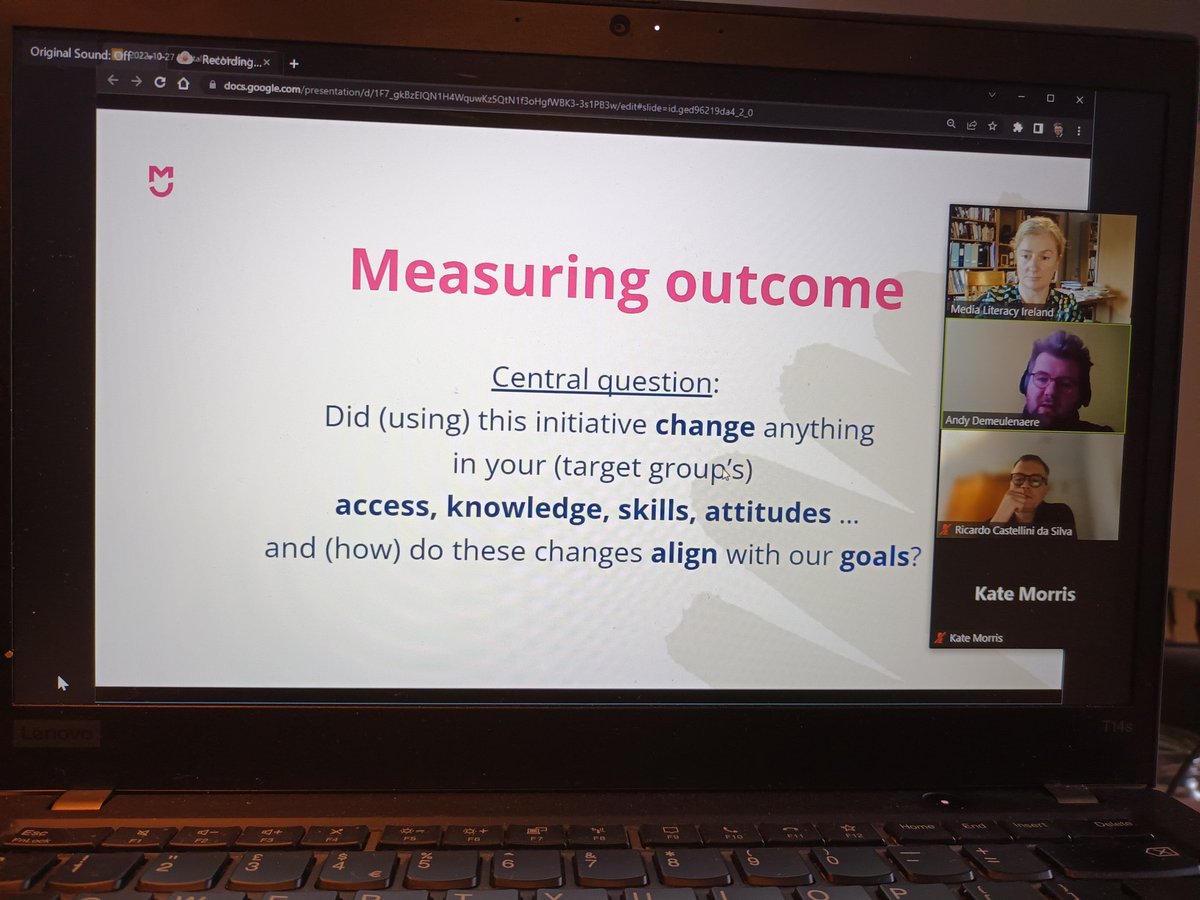 chapmanmartina's tweet photo. This question could be "a small step for media literacy but a giant step for mankind" says Andy @MediaWijsBe @MedialitIreland session on evaluation of #MIL for #GlobalMILWeek and #EUMLWeek2022 https://t.co/hO3bwX7PBa