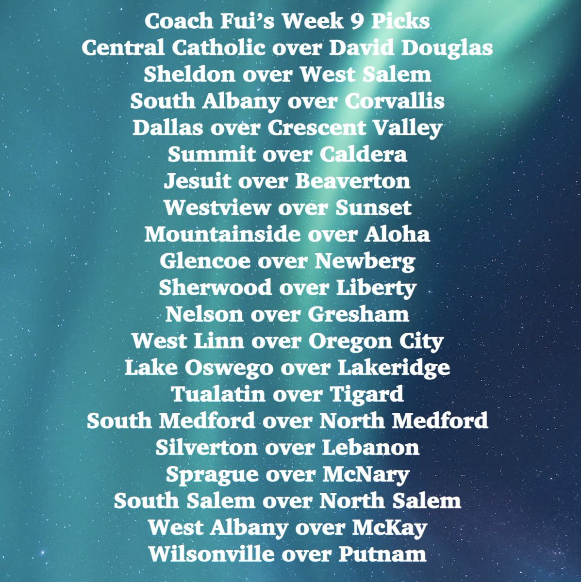 fui58's tweet photo. Final Regular Season Games #OregonPreps Good luck everybody 🤙🏾 https://t.co/VvS2PVA9Vt