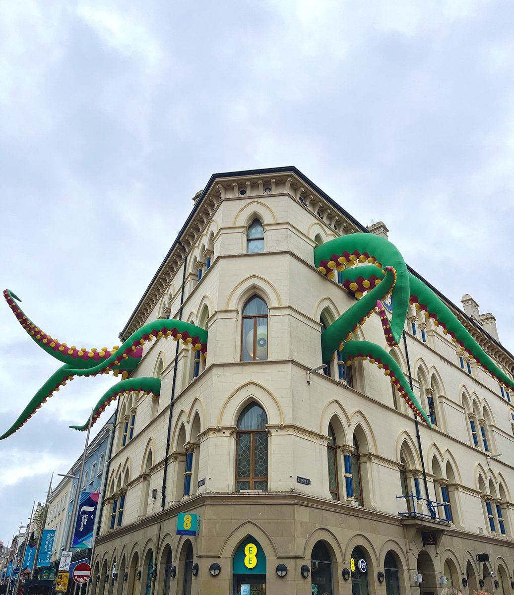 BelfastONEBID's tweet photo. Our final monster has arrived!! 🐙

Why not come into Belfast City Centre this Halloween weekend to spot all of our giant monsters! 

Tag us @BelfastBID and use #belfastmonsters if you see one. https://t.co/fQEQGNBgYe